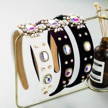 Женская повязка для волос Super A Glass Vintage Velvet Head Band Palace Baroque Rhinestone Headwear