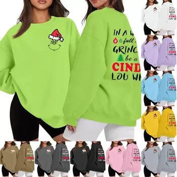 Женская повседневная мода с длинным рукавом и принтом, с круглым вырезом, свободная толстовка XXL