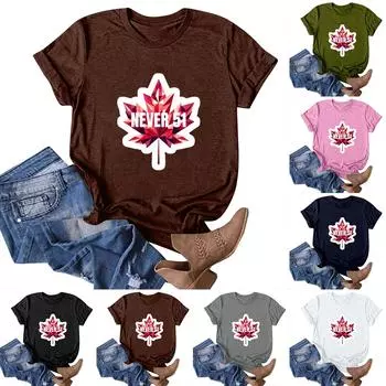 Женская повседневная модная уличная футболка с коротким рукавом Canada Never 51 State Around M