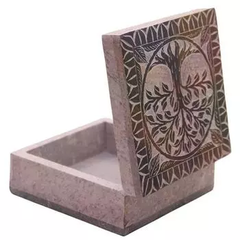 Женская прямоугольная мраморная шкатулка для украшений из мыльного камня 10,16 см