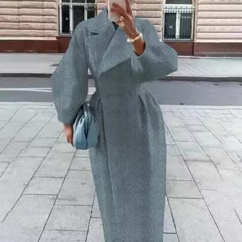 Женская шерстяная куртка с отложным воротником, однотонное двубортное пальто в стиле ретро в королевском стиле, термобелье S красный