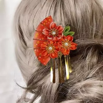 Женская шпилька для волос с искусственным жемчугом, искусственным цветком, веером, декоративная противоскользящая декоративная японская традиционная одежда, кимоно, халат, детский головной убор для девочек, заколка для волос синий