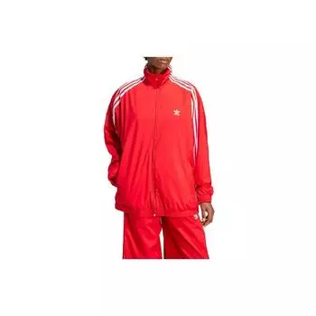 Женская спортивная куртка оверсайз в три полоски в стиле пэчворк Adidas Originals Adilenium светло-малиновая IV9336