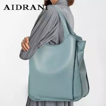 Женская сумка через плечо Aidrani из натуральной кожи, вместительная модная сумка-тоут, минималистичный дизайн, сумка из коровьей кожи чёрный