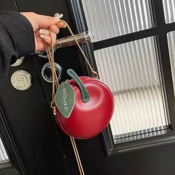 Женская сумка через плечо в форме яблока с цепочкой, с застежкой-молнией из искусственной кожи, модные женские сумки, горячая распродажа, сумки через плечо с нитками для шитья