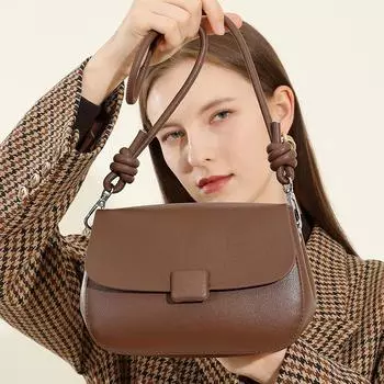 Женская сумка через плечо в стиле Forest Style Niche Luxury 2023 года - модная мягкая кожа в стиле ретро 20*6*16CM чёрный