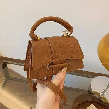 Женская сумка Commuter Texture Handbag Spring Versatile Shoulder Messenger Bag Temperament Small Square Bag Women коричневый