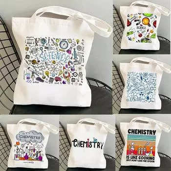 Женская сумка для покупок, сумка из холста Chemistry, сумка Harajuku, многоразовая сумка для покупок, женская сумка через плечо, женские сумки