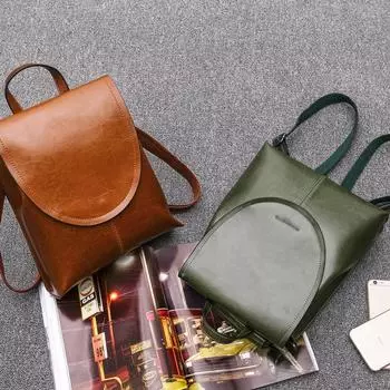 Женская сумка из натуральной кожи с мягким лицевым покрытием Vintage Academy, женский рюкзак, женская сумка чёрный