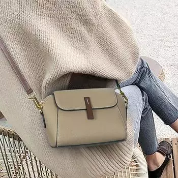 Женская сумка из натуральной кожи Shell Bun Top Layer Cowhide Bag Женская универсальная женская сумка через плечо чёрный