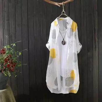 Женская свободная рубашка, женская хлопковая свободная длинная белая рубашка с вышивкой, весна и осень