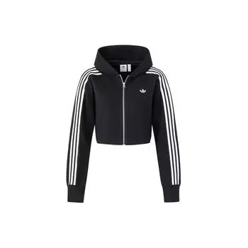 Женская толстовка на молнии премиум-класса Adidas Originals с тремя полосками и цветными блоками, черный JI7061 XL