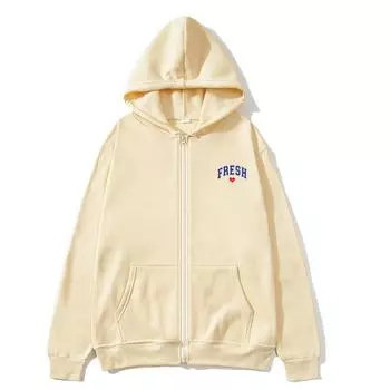Женская толстовка с капюшоном Fresh Love Merch на молнии, толстовка большого размера, уличная одежда, женская толстовка Fresh Love Merch, женская толстовка на молнии S