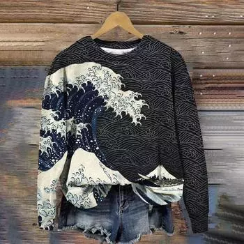 Женская толстовка с капюшоном Retro Animals in the Forest Art pattern 3DPrint Толстовки Осень Зима Футболка с длинным рукавом Женский свободный пуловер S