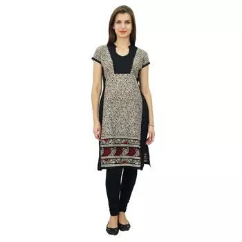 Женская туника Bimba Custom Top 3, 4 рукава, длинная курта, курти, индийская этническая 10 чёрный
