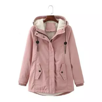 Женская зимняя парка с капюшоном Warmth Plus Velvet Coats Thicken Contrast Casual Cotton Jacket Autumn Winter Upperwears S чёрный