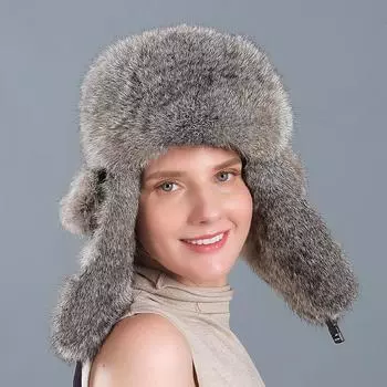 Женская зимняя северо-восточная утолщенная теплая лыжная шапка для занятий спортом на открытом воздухе с защитой ушей, шапка из кроличьего волоса Lei Feng One Size