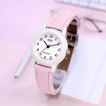 Женские аналоговые мини-наручные часы Casio пастельных тонов для студентов, студенческих кожаных часов для тестирования учебных способностей