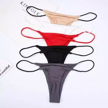 Женские бикини S-XL с низкой посадкой, хлопковые трусики, стринги, нижнее белье S чёрный