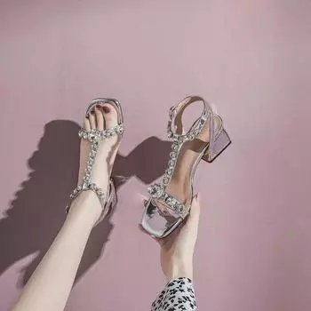 Женские босоножки Strip Pole Dance Crystal Sexy High Heels Shoes Hа каблуках Silver Lady Shoes FH с Premium Offer Comfort 34