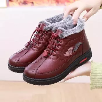 Женские ботинки из хлопка, зимние плюшевые теплые ботинки из хлопка, модные повседневные нескользящие удобные холодостойкие уличные ботинки по щиколотку 2025 35 чёрный