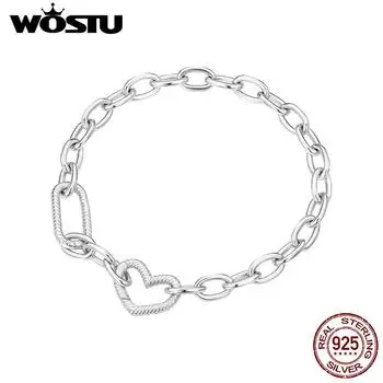 Женские браслеты-подвески WOSTU, браслеты из стерлингового серебра 925 пробы для женщин, женские браслеты-манжеты с подвеской «сделай сам» 925 silver