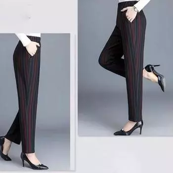 Женские брюки Four Seasons Breathable Comfortable Leisure Thin Free Waist Tall Taile Elastic Temperament Straight 7XL