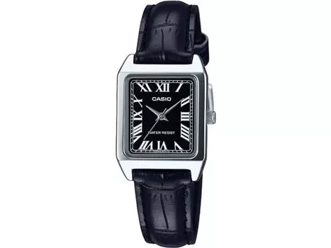 Женские часы CASIO черные, серебристые LTP-V007L-1B Стандартные кварцевые из искусственной кожи НОВИНКА