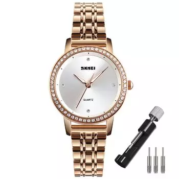 Женские часы Diamond Simple Stylish Hand Watch Женские золотые часы женские водонепроницаемые повседневные аналоговые кварцевые брендовые милые из нержавеющей стали роскошный подарок
