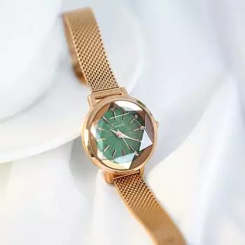 Женские часы Mesh Chain Temperament White Collar Watch Small Dial Watch Rhinestone Watch Watch для женщин