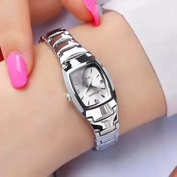 Женские часы серебристого цвета, роскошные брендовые женские наручные часы с ремешком из нержавеющей стали серебряный