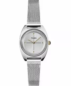 Женские часы Timex Milano Petite с кварцевым механизмом и серебристым циферблатом TW2T37700