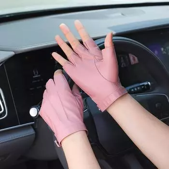 Женские черные перчатки без пальцев из искусственной кожи, однотонные женские теплые перчатки на пуговицах с половиной пальца для вождения, мужские моторные перчатки в стиле панк