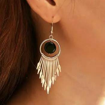 Женские длинные серьги-клипсы, серьги-кисточки с увеличенными размерами