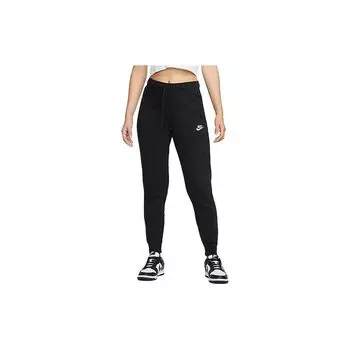 Женские флисовые брюки для бега Nike Sportswear Club черного/белого цвета, женская уличная одежда DQ5174-010