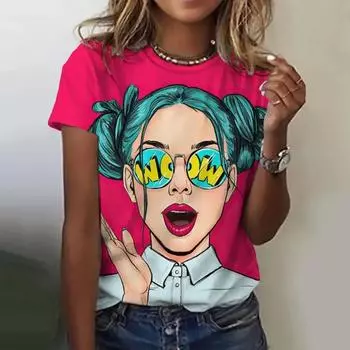 Женские футболки с принтом персонажей мультфильмов Футболка Harajuku Vintage с короткими рукавами Футболки с круглым вырезом S