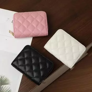 Женские короткие кошельки из искусственной кожи, женские клетчатые кошельки, кожаный кошелек для карт, студенческий маленький женский кошелек на молнии, кошелек для монет 11 card slots