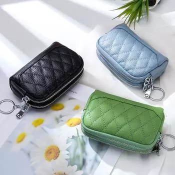 Женские кошельки из натуральной кожи, женские кошельки, модный женский кошелек на молнии, брелок для денег, держатель для карт, женский кошелек синий