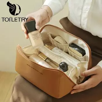 Женские косметички, элегантная косметичка из искусственной кожи, дорожный органайзер для туалетных принадлежностей, сумка для хранения, корейская ручная сумка для макияжа