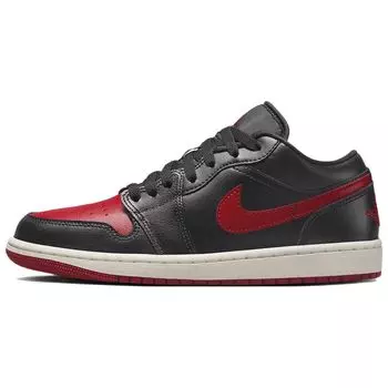 Женские кроссовки Air Jordan 1 Low Bred Sail Black Gym-Red DC0774-061