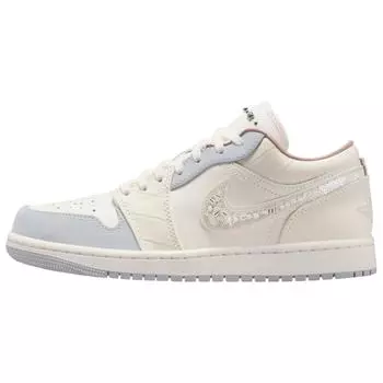 Женские кроссовки Air Jordan 1 Low Sail Soft Pearl с пайетками кремовые Off-Noir светло-дымчато-серые IH7323-100 36.5