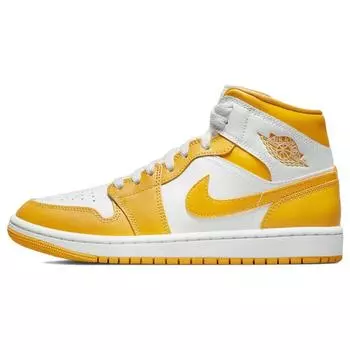 Женские кроссовки Air Jordan 1 Mid University Gold желто-белые BQ6472-117 36