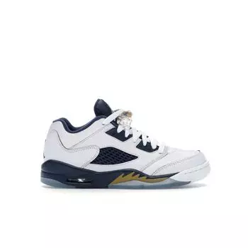 Женские кроссовки Air Jordan 5 Retro Low GS Dunk From Over White Metallic-Gold Navy 314338-135
