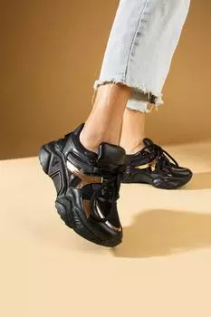 Женские кроссовки Comfortable Sole на шнуровке 36-141-24BlackRoz