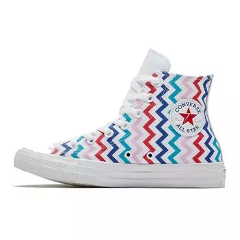 Женские кроссовки Converse Chuck Taylor All Star High Zigzag White University-Red Peony-Pink 567046C