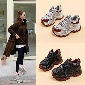 Женские кроссовки Dad на платформе со стразами — осень/зима 2024 года. M2661-1 plus velvet, size 37 чёрный