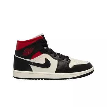Женские кроссовки Jordan 1 Mid Black Gym Red BQ6472-061
