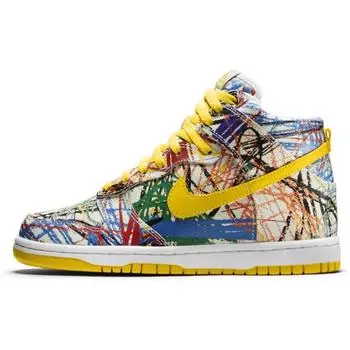 Женские кроссовки Nike Dunk Hi Premium QS GS Scribble белые Varsity-Maize 728443-100