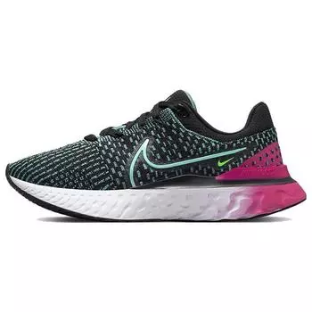 Женские кроссовки Nike React Infinity Run Flyknit 3 Black Pink Prime Dynamic Turquoise, темно-бирюзовые DD3024-003 36.5