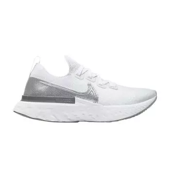 Женские кроссовки Nike React Infinity Run Flyknit White Metallic Silver True-White Pure-Platinum CD4372-101